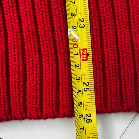 VTG Land's End Cable Knit Turtleneck Sweater Red L Women 100% Cotton Hong Kong - Picture 8 of 8
